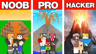 NOOB VS PRO VS HACKER VOLKANİK DAĞ AİLE EVİ YAPI KAPIŞMASI  Minecraft [upl. by Hiamerej]