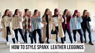 How to Style Leather Leggings  Spanx Leather Leggings Lookbook  10 Fall Outfit Lookbook [upl. by Dragone]