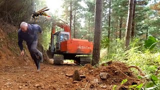 Excavator driver Attacked by Angry Wasps after disturbing a nest [upl. by Yusuk]