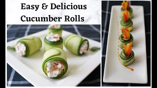 How to make Cucumber Rolls Quick amp Easy Snacks Healthy Delicious Appetizer Vegan [upl. by Nywroc]