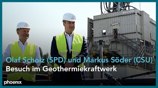 Bundeskanzler Scholz und Ministerpräsident Söder zu Besuch in einem Geothermiekraftwerk am 240823 [upl. by Kobi]