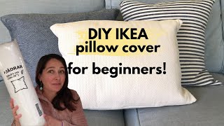 How to sew a RECTANGLE pillow cover for an IKEA pillow  beginner friendly [upl. by Ahsayn428]