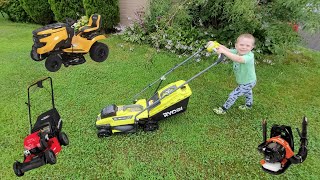 Yard Work  lawn mower videos for toddlers  COMPILATION of riding mower garden tools and more [upl. by Abel409]