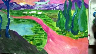 Fauvism Landscape painting overlapping brushstrokes part 67MOV [upl. by Eladnek]