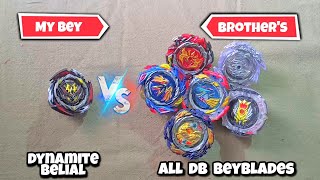 dynamite belial vs all db beyblade fight  belial is strogest beyblade [upl. by Bovill509]