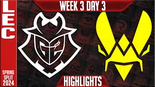 G2 vs VIT Highlights  LEC Spring 2024 W3D3  G2 Esports vs Team Vitality [upl. by Eilhsa724]