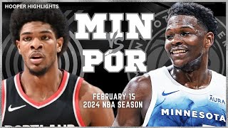 Minnesota Timberwolves vs Portland Trail Blazers Full Game Highlights  Feb 15  2024 NBA Season [upl. by Aninahs]