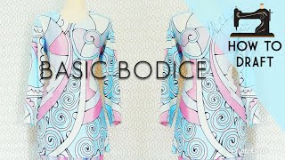 How to draft basic bodice pattern  Drafting pattern for kurung modern [upl. by Natie]