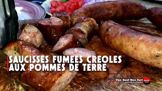 Plat créole traditionnel  saucisses fumées et pommes de terre [upl. by Eilak]