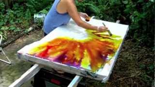 HandPainting a Sunset Color Guard Silk [upl. by Nyberg]