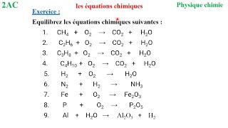 Exercice équilibrer des équations chimiques 2 eme année collège biof [upl. by Freedman]