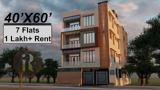 40X60 Feet Apartment Design with 7 Flats  12X18 Meters Design [upl. by Veats]