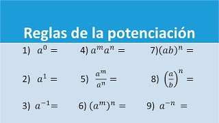 🤓REGLAS o LEYES de la POTENCIACIÓN🙉 de NÚMEROS REALES [upl. by Etteuqram]