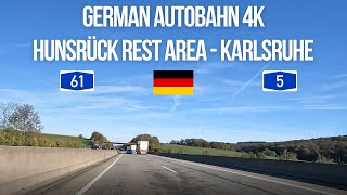 Driving on Autobahn in Germany from Hunsrück rest area to Karlsruhe [upl. by Analra852]