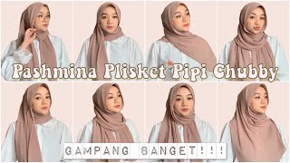 Tutorial Pashmina Plisket Pipi Chubby Tembem  Wajah bulat  Wajah Tidak Simetris [upl. by Arahset]