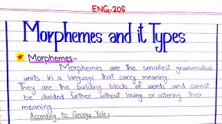 Morphemes and it Types ENG206 4thsememster pu [upl. by Denison]