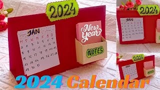 DIY Calendar 2024  How To Make Calendar  Desk Calendar Making Ideas [upl. by Bjorn978]