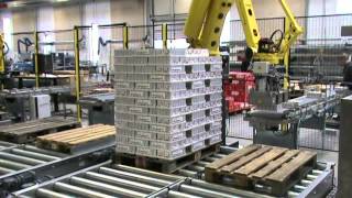 Fully automatic robot palletizing system [upl. by Gerda]