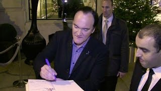 Legendary director Quentin Tarantino share some love with his fans in Paris [upl. by Ardnek555]