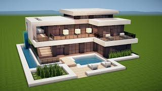 MODERNES HAUS mit POOL in MINECRAFT bauen TUTORIAL HAUS 239 [upl. by Milty]