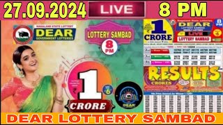 Lottery live 8pm Lottery Sambad live Nagaland lottery live Dear today result 27092024 Lottery Live [upl. by Dor]