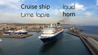 Cruise ship loud horn  timelapse leaving port [upl. by Harve]