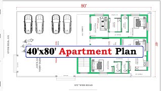 40x80 APARTMENT RENT PURPOSE PLAN  2Bhk amp 1 Bhk 4 FLAT [upl. by Christmann]