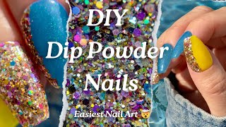 Simple Dip Powder Nails  Easiest Nail Art Using Dip Liquids  DIY Nails At Home  Nail Tutorial [upl. by Ammann]