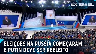 Eleições presidenciais começam na Rússia Putin deve ser reeleito  SBT Brasil 150324 [upl. by Zelde]