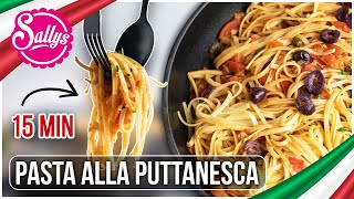 Nudel Gericht  Pasta alla Puttanesca  schnelles Mittagessen  Sallys Welt WirBleibenZuhause [upl. by Arev814]