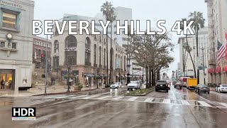 Rainy Beverly Hills  Scenic Drive 4K HDR  Los Angeles USA [upl. by Yknarf649]