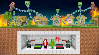 JJ and Mikey Built Underground Base With ZOMBIE TITAN Defense in Minecraft  Maizen [upl. by Harvard]