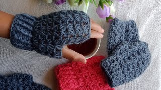 QUICK amp EASY crochet hand warmerfingerless gloves [upl. by Nosreme]