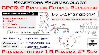 GPCR  G Protein Couple Receptors  cAMP IP3DAG Channel  L5 U2  Pharmacology 4th Semester [upl. by Yeclek]