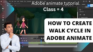 Adobe animate cc 2024  how to create walk cycle in adobe animate cc 2d animation [upl. by Wadesworth]