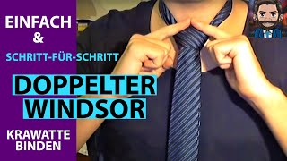 Krawatte binden  Doppelter Windsor Krawattenknoten Tutorial  Anleitung  SO klappts [upl. by Adnoved]