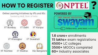 HOW TO REGISTER NPTEL COURSE  SWAYAM PORTAL  FREE ONLINE COURSES BY MHRD  LECTURES FROM IIT [upl. by Ellis82]