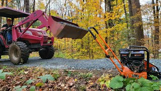 Using the Vevor Vibratory Compaction Tamper to tamp sub roadbed at Stoddard Hill Farm Railway [upl. by Eiroc]