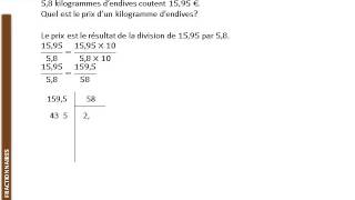 5ème  FRACTIONS  Division décimale [upl. by Erl]