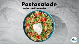 Pasta pesto salade met burrata maken  5 ingrediënten  Allerhande [upl. by Atsirk]