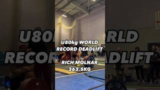 WORLD RECORD DEADLIFT u80kg Class  RICH MOLNAR 3635kg  strongman deadlift worldrecord 80kg [upl. by Happy]