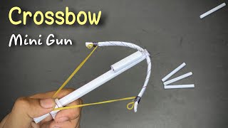 Easy paper Crossbow MINI GUN Making stepbystep  how to make a paper gun  paper craft [upl. by Ahseem723]