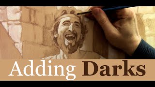 How to Add Darks Contrast to Your Acrylic Grisaille Painting [upl. by Absa]