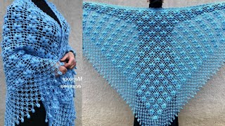 شال كروشيه مثلث سهل وجديدcrochet shawl [upl. by Tonia]