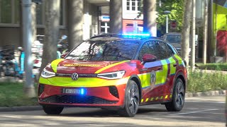 ElektroKommandowagen Unispital  Einsatzfahrten von Feuerwehr und Sanität in Basel [upl. by Volkan]