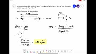 Simple Stress Strain Calculations  Example 1 [upl. by Marchak]