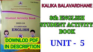 8th class English Kalika Balavardhane key answers Unit 5  Kalika Balavardhane learneasilyhub [upl. by Pantia757]