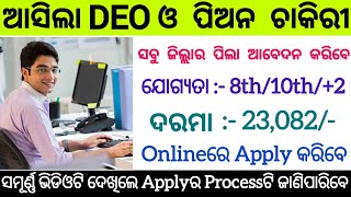 DEO and Peon Post Recruitment 2024  8th1023 Pass Jobs Apply Now  Odisha Free Job Alert [upl. by Nonad21]