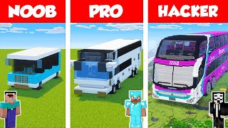 Minecraft NOOB vs PRO vs HACKER BUS BUILD CHALLENGE in Minecraft  Animation [upl. by Drape722]