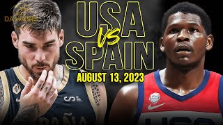 USA vs Spain Full Game Highlights  FIBA World Cup WarmUp  August 13 2023  FreeDawkins [upl. by Consolata]